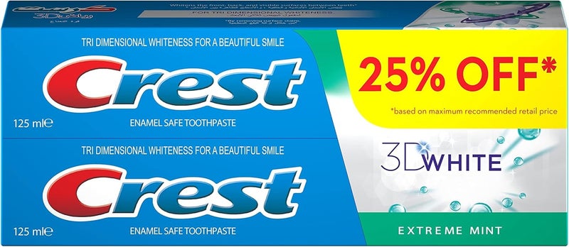 Crest 3D White Extreme Mint Toothpaste 2 x 125 ml - Image 1